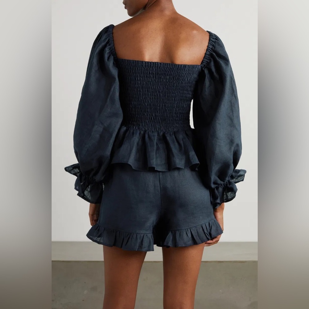 Atlanta Shirred Linen Top And Shorts Set